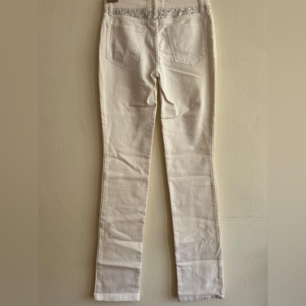 NWT Blumarine White Swarovski Crystal Jeans Made Italy Size 40 - Picture 10 of 12